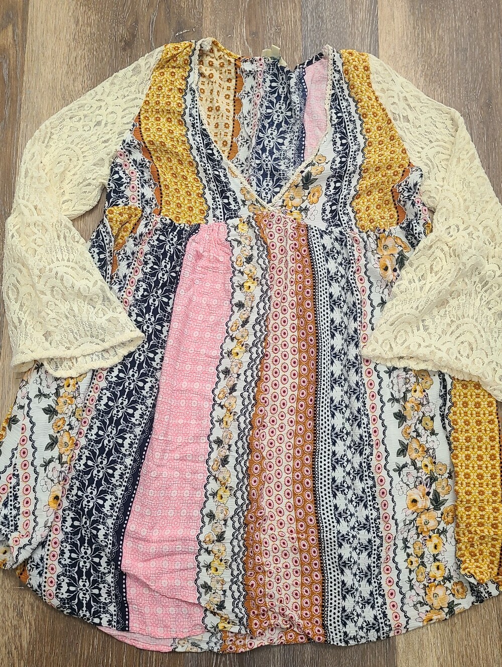 Kori AMERICA Bohemian Baby Doll Tunic Women's Size Large